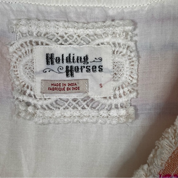 Anthropologie Holding Horses Elira Striped Boho Dress Sz S Frayed Trim - Picture 5 of 13